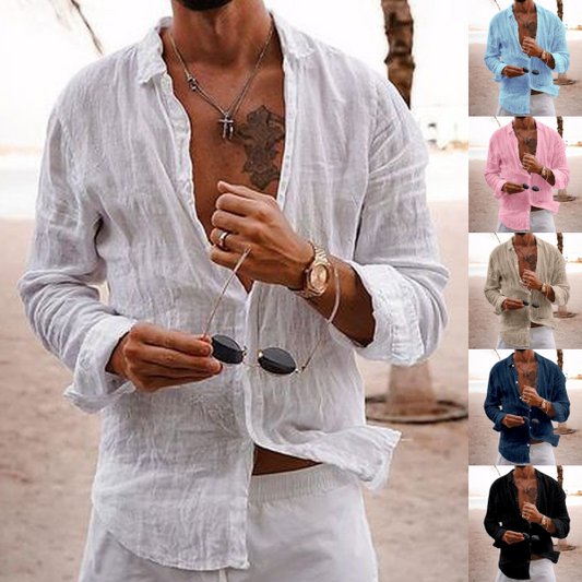 💖 【S-5XL】2026 Nowa męska koszula z bawełny i lnu – lekka i wygodna