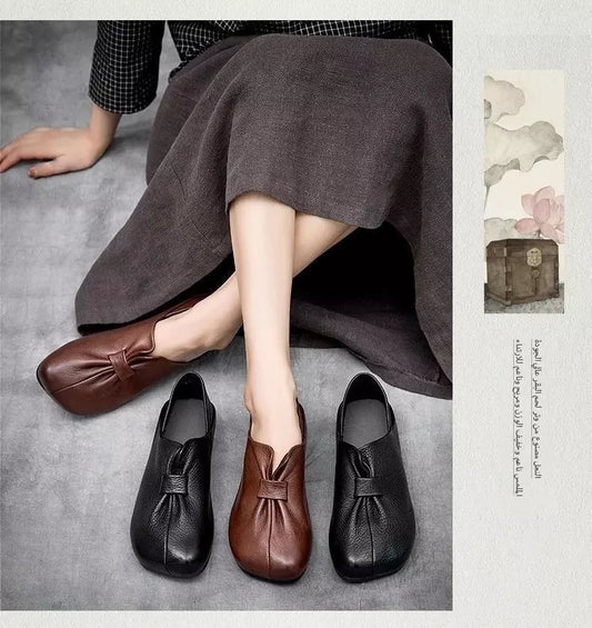 👡【Rozmiary 35-42】2026 Nowość, Miękkie buty damskie, Ozdoba kokardki, Wysokiej jakości skóra bydlęca, Proste i wykwintne