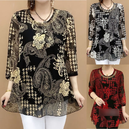 【XL-6XL】2026 Nowa letnia koszula z luźną elastyczną górą zakrywającą brzuch