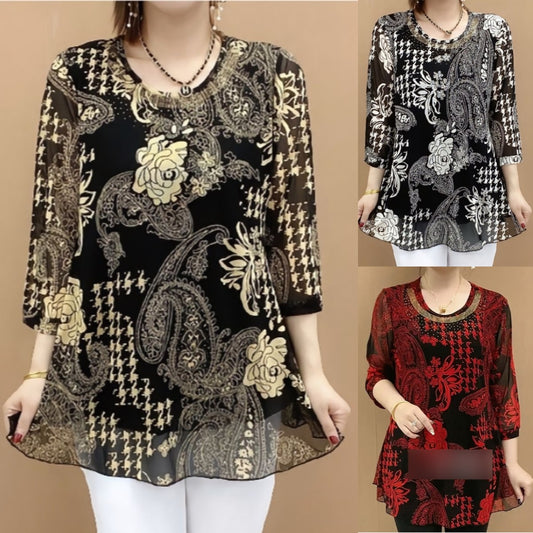 【XL-6XL】2026 Nowa letnia koszula z luźną elastyczną górą zakrywającą brzuch