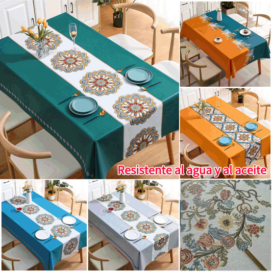 ✨Wodoodporny prostokątny obrus haftowany, olejoodporny i ognioodporny