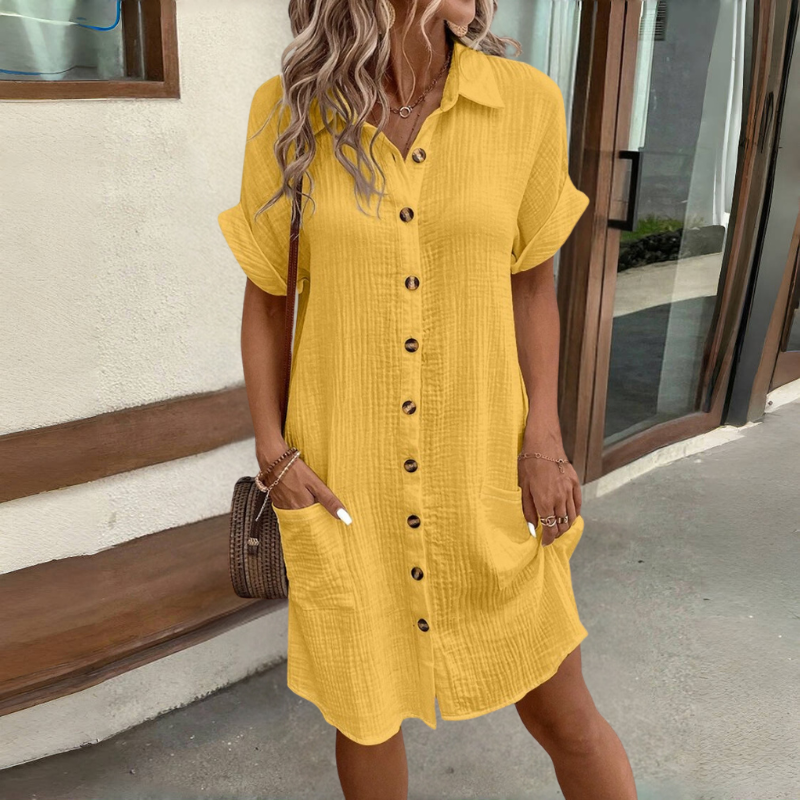 🎁 Bawełniano-lniana sukienka z 2026 z krótkim rękawem, lekka i przewiewna – 🌟 Wiosenna promocja Kup teraz w korzystnej cenie