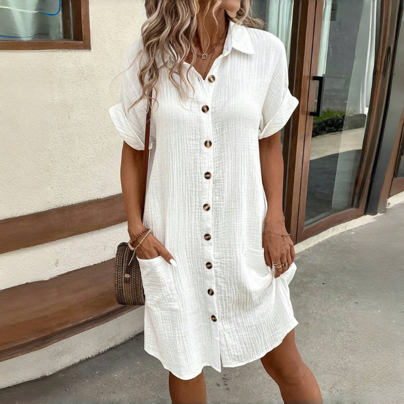 🎁 Bawełniano-lniana sukienka z 2026 z krótkim rękawem, lekka i przewiewna – 🌟 Wiosenna promocja Kup teraz w korzystnej cenie