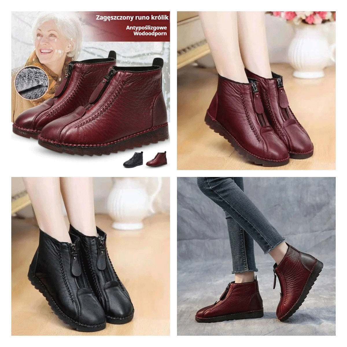 ✨【35-41】Włoskie, ręcznie robione damskie botki, z prawdziwej skóry, miękka podeszwa, wodoodporne i antypoślizgowe