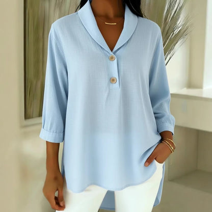 【S-3XL】Stylowa, wygodna, luźna, damska koszula z długim rękawem i kołnierzykiem typu Piotruś Pan