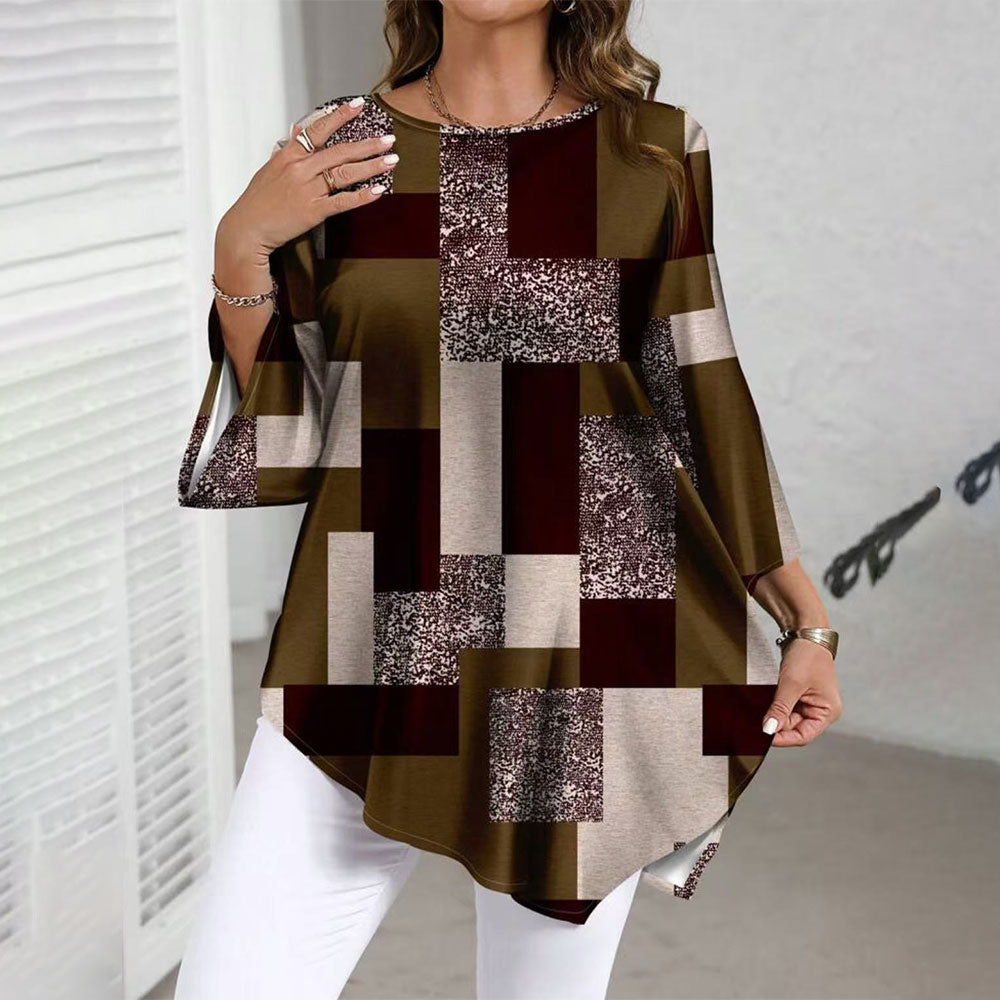 【XL-5XL】Wiosenno-letnia damska bluzka w dużym rozmiarze, luźna, swobodna, z nieregularnym dołem