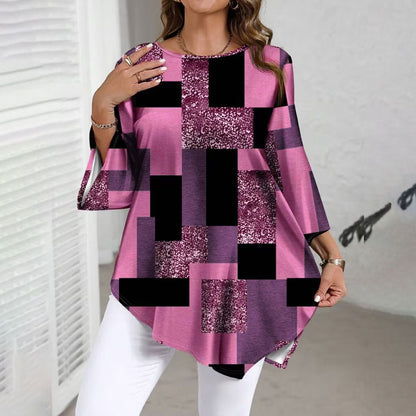 【XL-5XL】Wiosenno-letnia damska bluzka w dużym rozmiarze, luźna, swobodna, z nieregularnym dołem