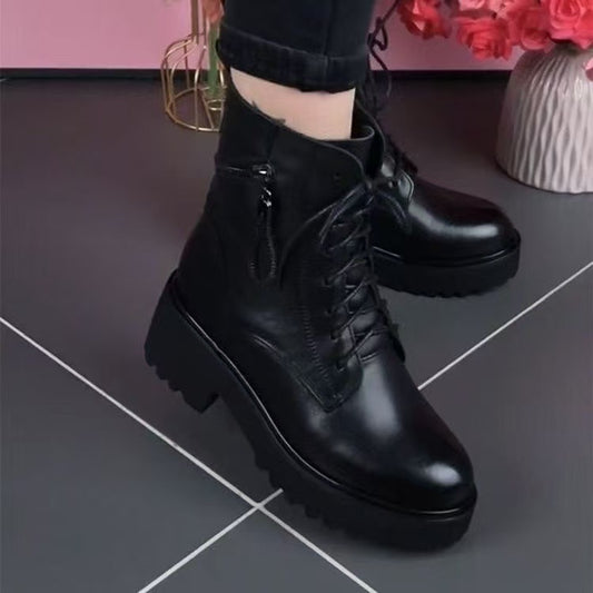 【35-40】🔥🔥2026 Nowe jesienno-zimowe skórzane buty Martin na grubej podeszwie