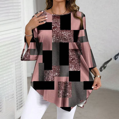 【XL-5XL】Wiosenno-letnia damska bluzka w dużym rozmiarze, luźna, swobodna, z nieregularnym dołem