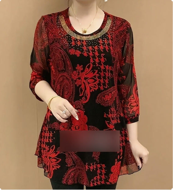 【XL-6XL】2026 Nowa letnia koszula z luźną elastyczną górą zakrywającą brzuch