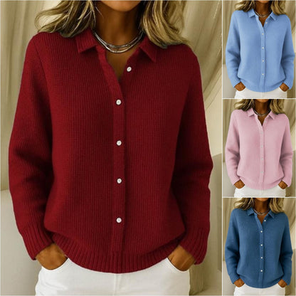 【S-3XL】Modny, jednokolorowy, dzianinowy kardigan dla kobiet na jesień i zimę