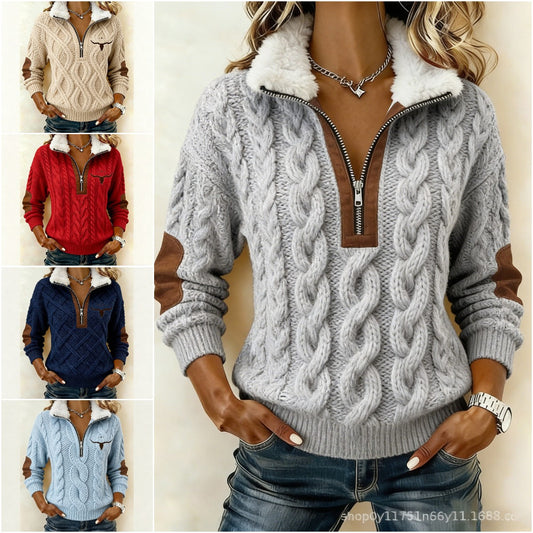 🔥🔥 Stylowa damska dzianina z długim rękawem i swobodnym krojem