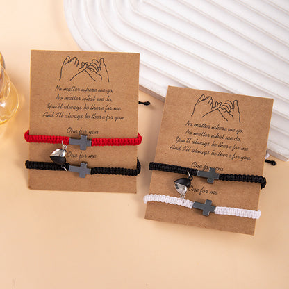 💕Stylowe bransoletki dla par, magnetyczne bransoletki z serduszkami