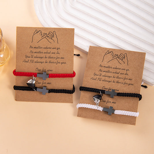 💕Stylowe bransoletki dla par, magnetyczne bransoletki z serduszkami