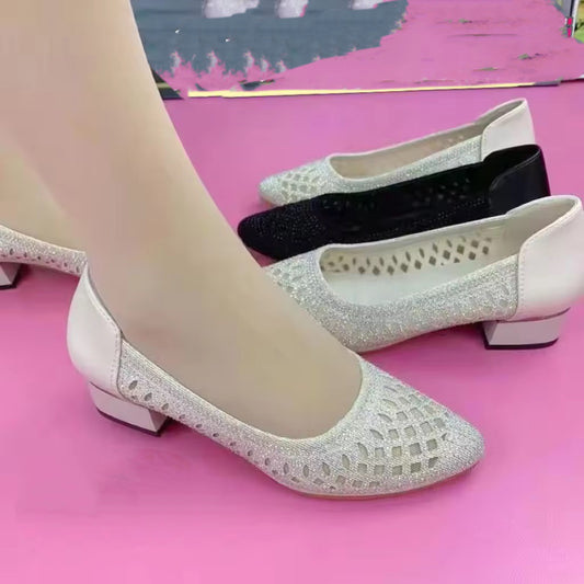 Oferta specjalna💥【35-41】Damskie przewiewne sandały z siateczki z cyrkoniami i ażurowym wzorem