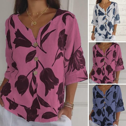 💐Wyprzedaż letnia【S-3XL】2026 Wiosna/Lato Damska koszula z nadrukiem z czystej bawełny, oddychająca i lekka