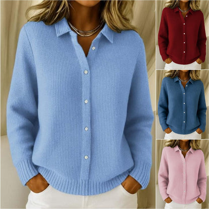 【S-3XL】Modny, jednokolorowy, dzianinowy kardigan dla kobiet na jesień i zimę