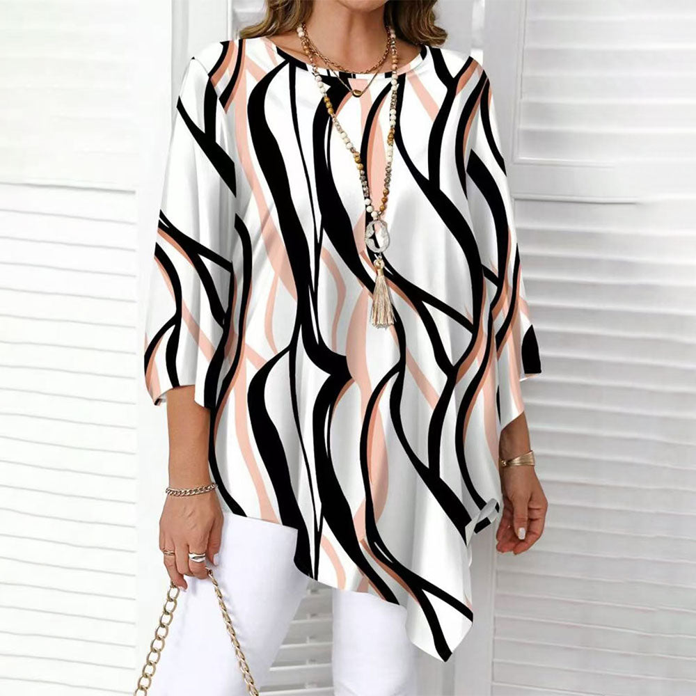 【XL-5XL】Wiosenno-letnia damska bluzka w dużym rozmiarze, luźna, swobodna, z nieregularnym dołem