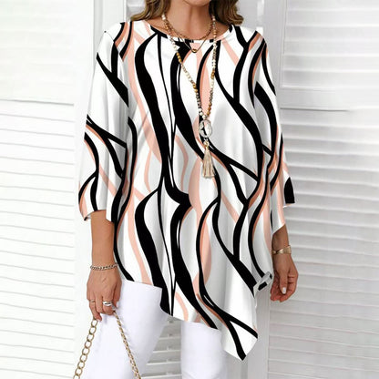 【XL-5XL】Wiosenno-letnia damska bluzka w dużym rozmiarze, luźna, swobodna, z nieregularnym dołem