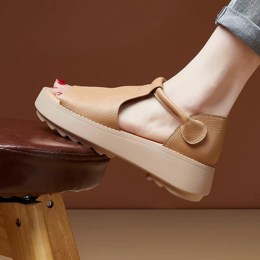 👡【35-40】Rzymskie sandały z odkrytymi palcami, grubą podeszwą i stylem retro, nowość na rok 2026.